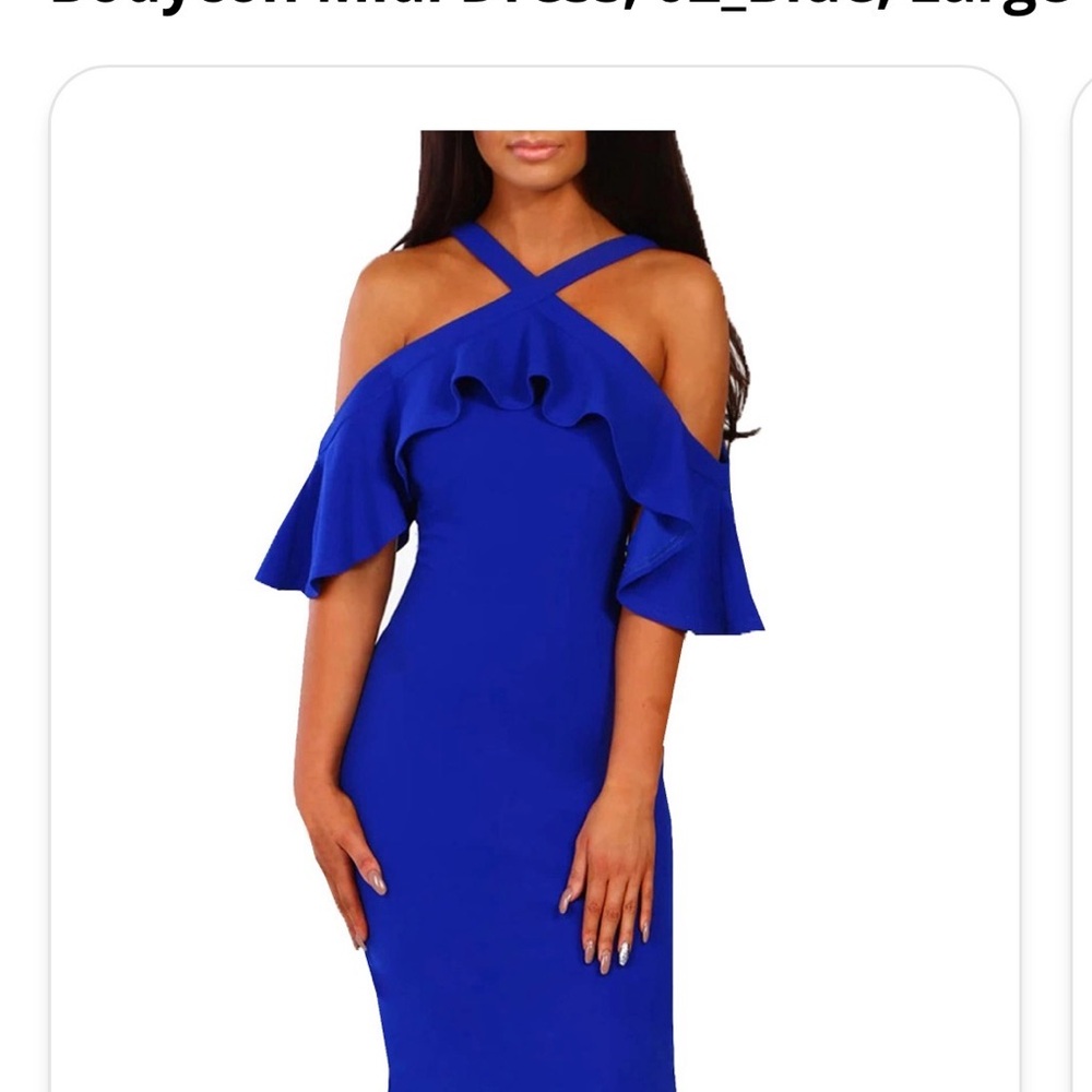 ❌SOLD❌Elegant Blue Off-Shoulder Dress